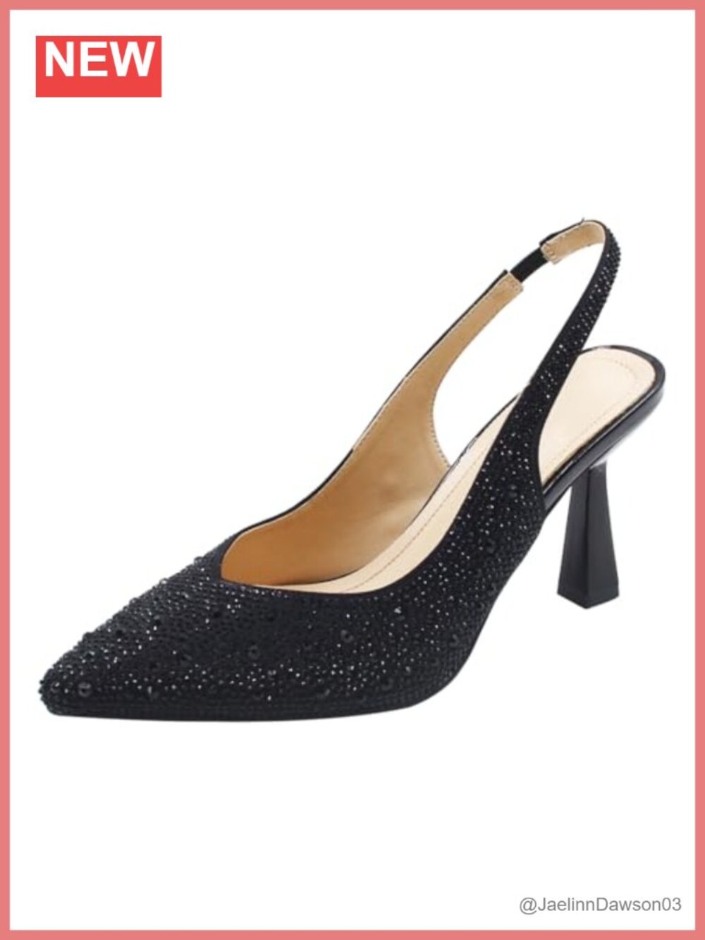 Rhinestone Slingback Kitten Heel Pumps, Pointed Toe Dress Shoes for Wedding